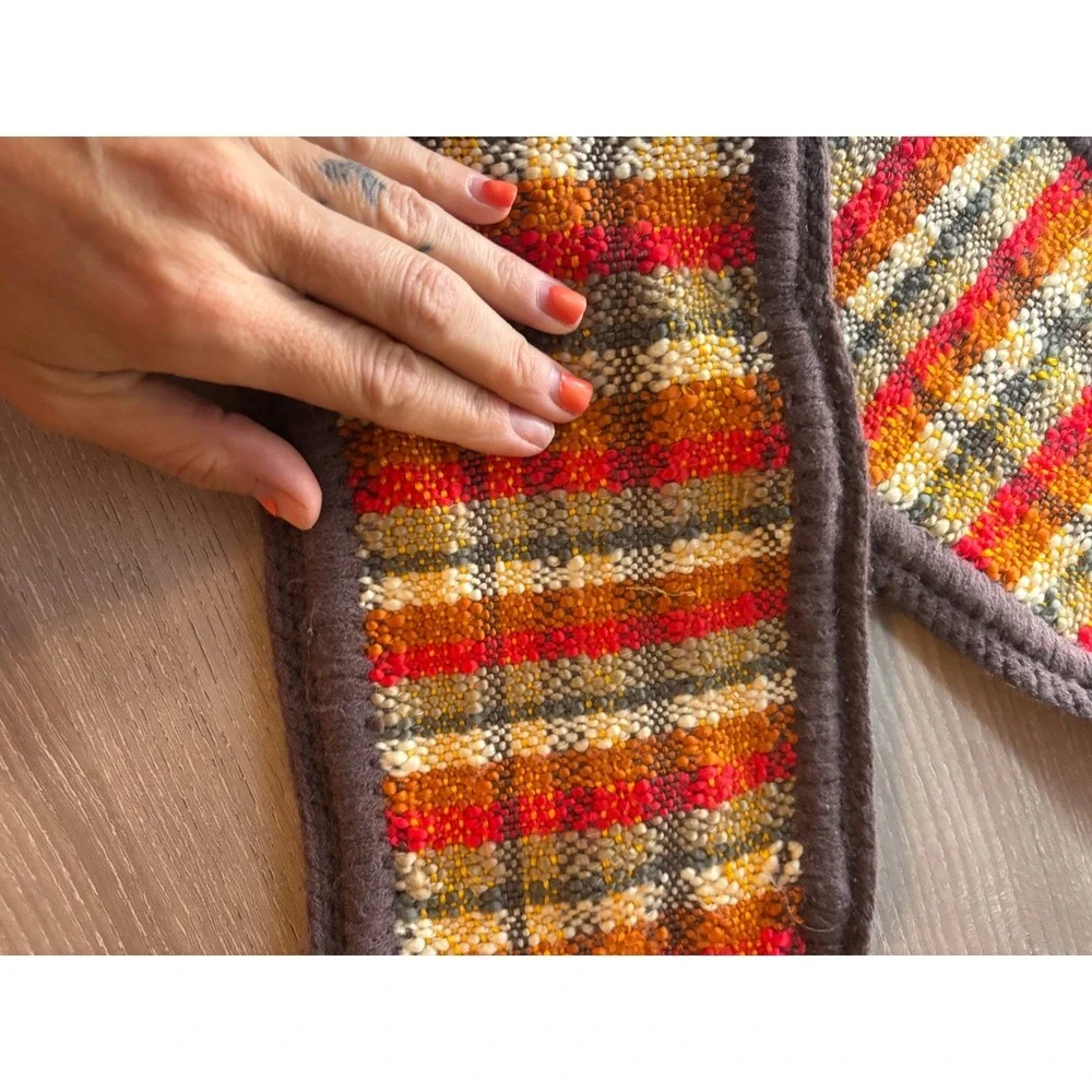 LRG Knits Striped‎ Scarf Multi-Color Orange Red Brown Textured Winter READ